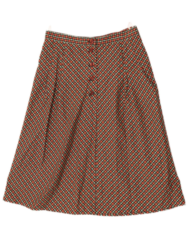 Gonna a trapezio da donna vintage W28 a quadri multicolore medio