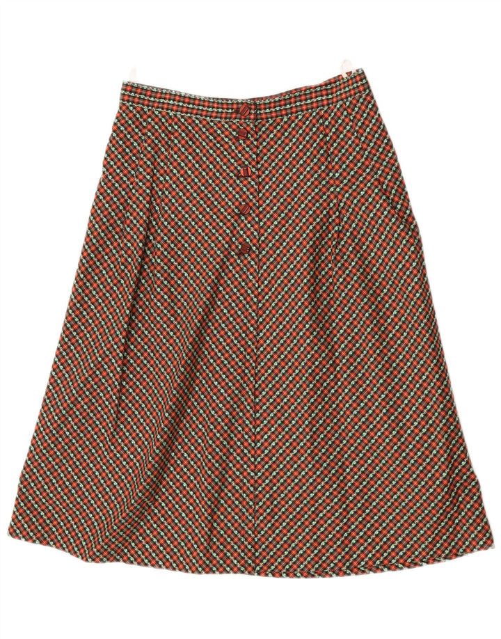 Gonna a trapezio da donna vintage W28 a quadri multicolore medio