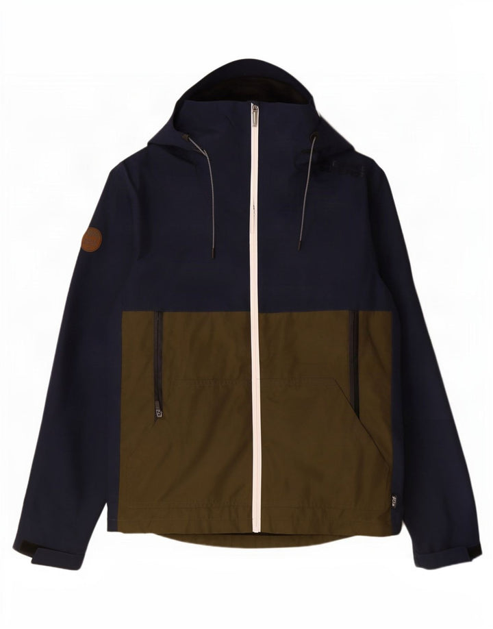 Giacca antipioggia da uomo con cappuccio Superdry UK 34 XS poliestere color block blu navy
