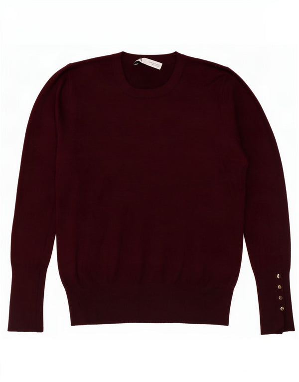 Maglione maglione girocollo da donna Zara UK 12 Viscosa bordeaux medio