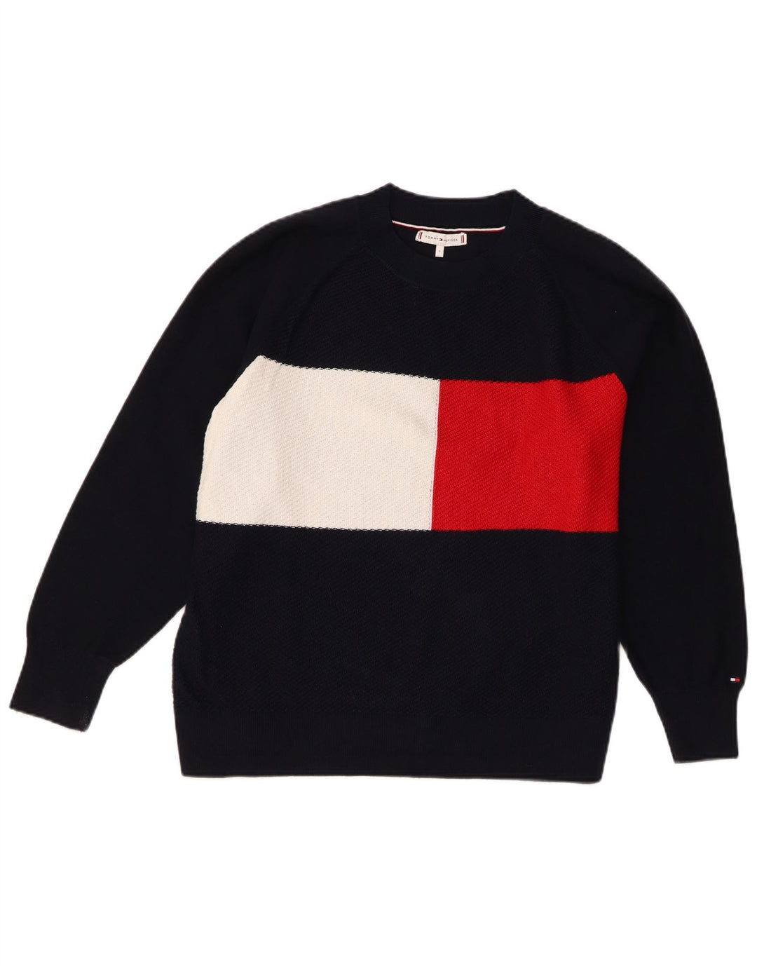 Maglione maglione girocollo da uomo Tommy Hilfiger grande color block blu navy