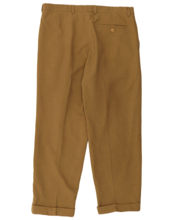 Pantaloni da abito con pegging da uomo Marks & Spencer W34 L29 poliestere kaki