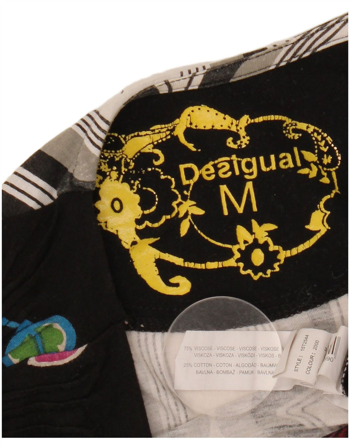 DESIGUAL Top grafico da donna manica lunga UK 12 Viscosa floreale nera media