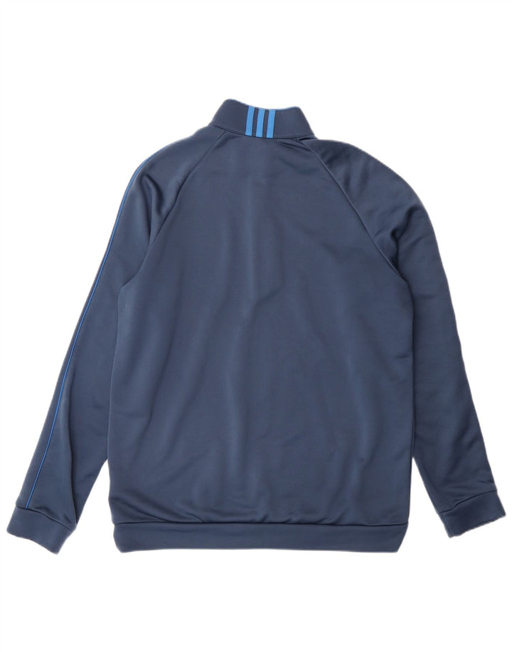 Adidas Uomo Climalite Zip Neck Pullover Tuta Top Blu Medio Poliestere