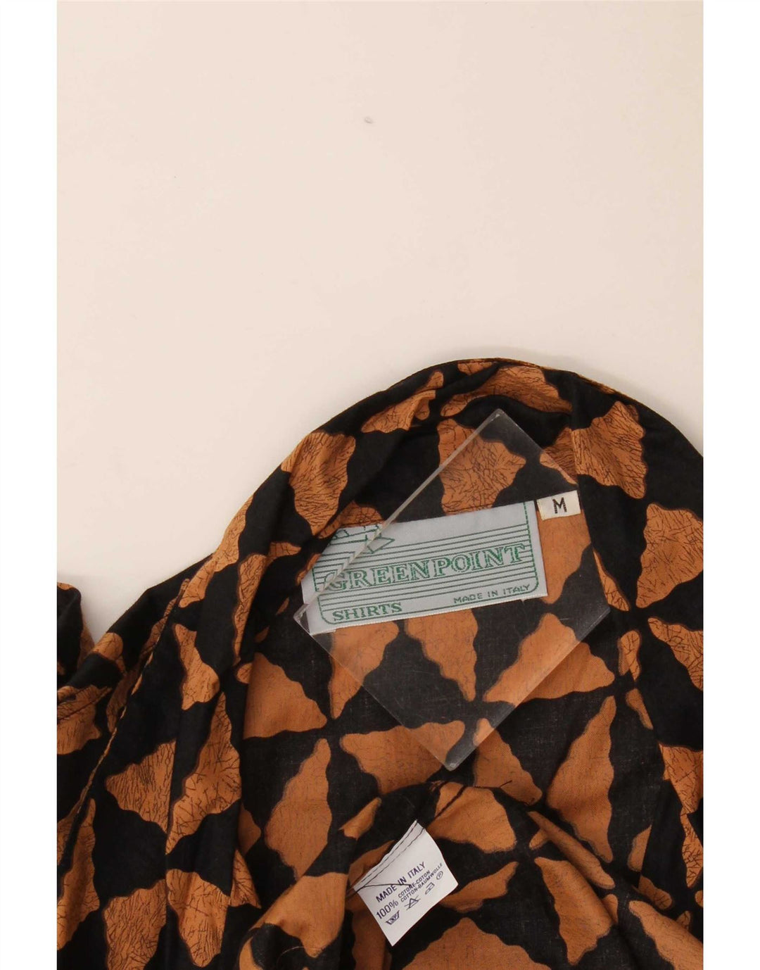 Camicia vintage da uomo a maniche corte in cotone geometrico nero medio