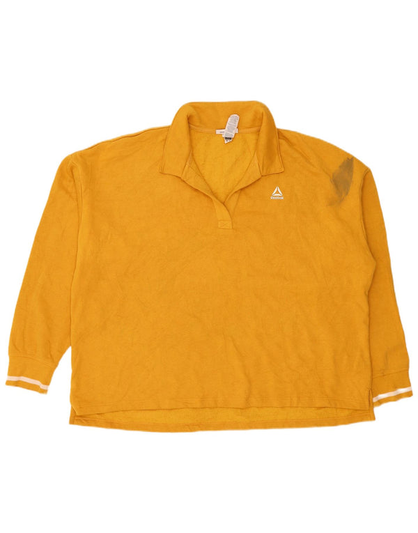 Polo Reebok da donna a maniche lunghe con grafica oversize UK 22 3XL Gialla