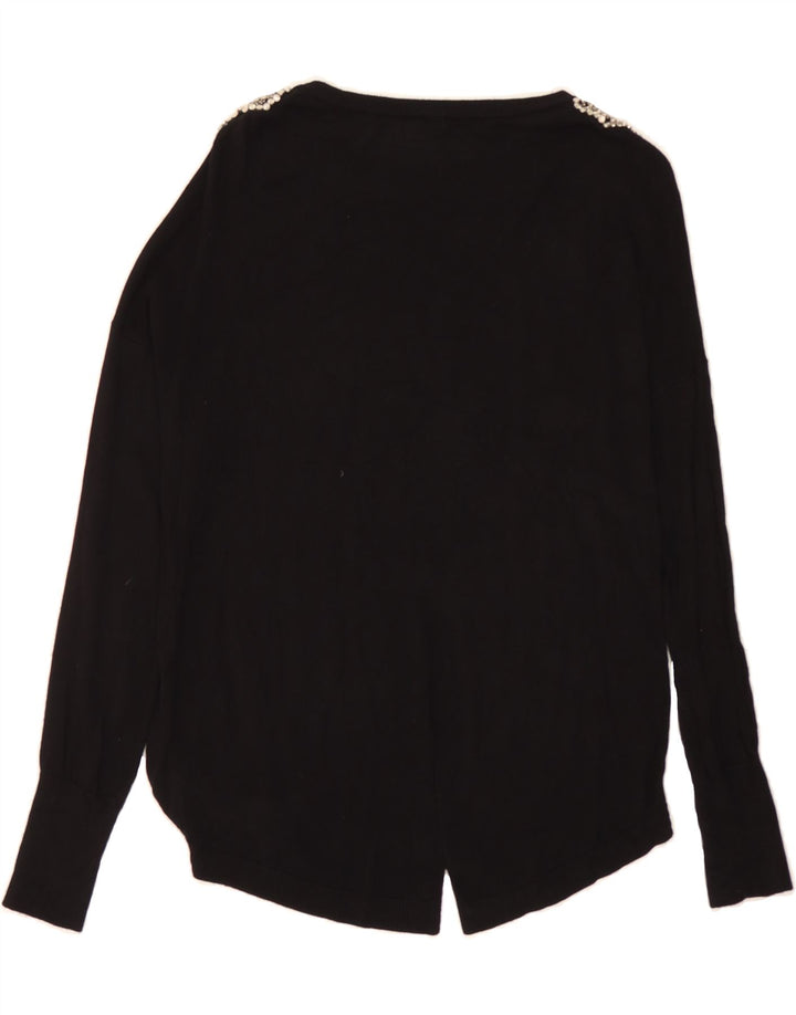 OASIS Womens Oversized Boat Neck Jumper Sweater UK 10 Small Black Viscose Vintage Oasis and Second-Hand Oasis from Messina Hembry 