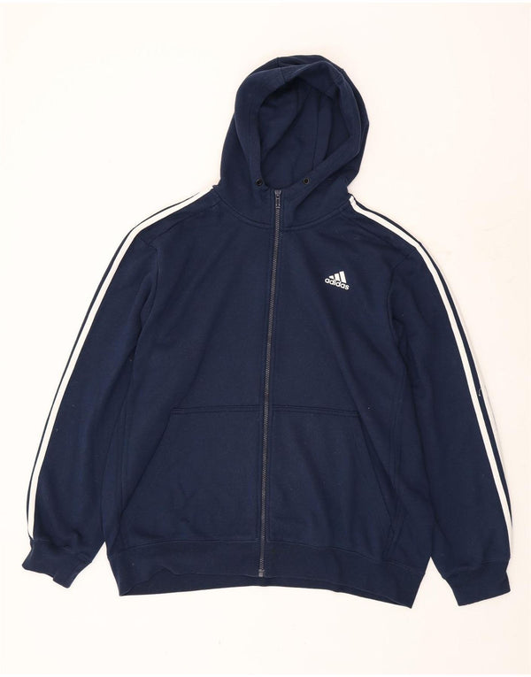 Felpa con cappuccio e zip Adidas Climalite da uomo XL in poliestere blu navy