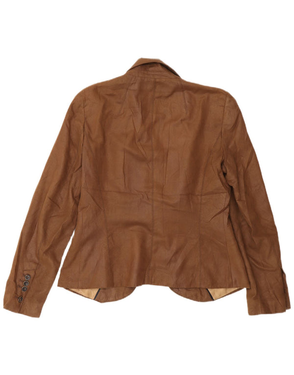 Giacca blazer a 1 bottone da donna Zara UK 14 grande poliestere marrone
