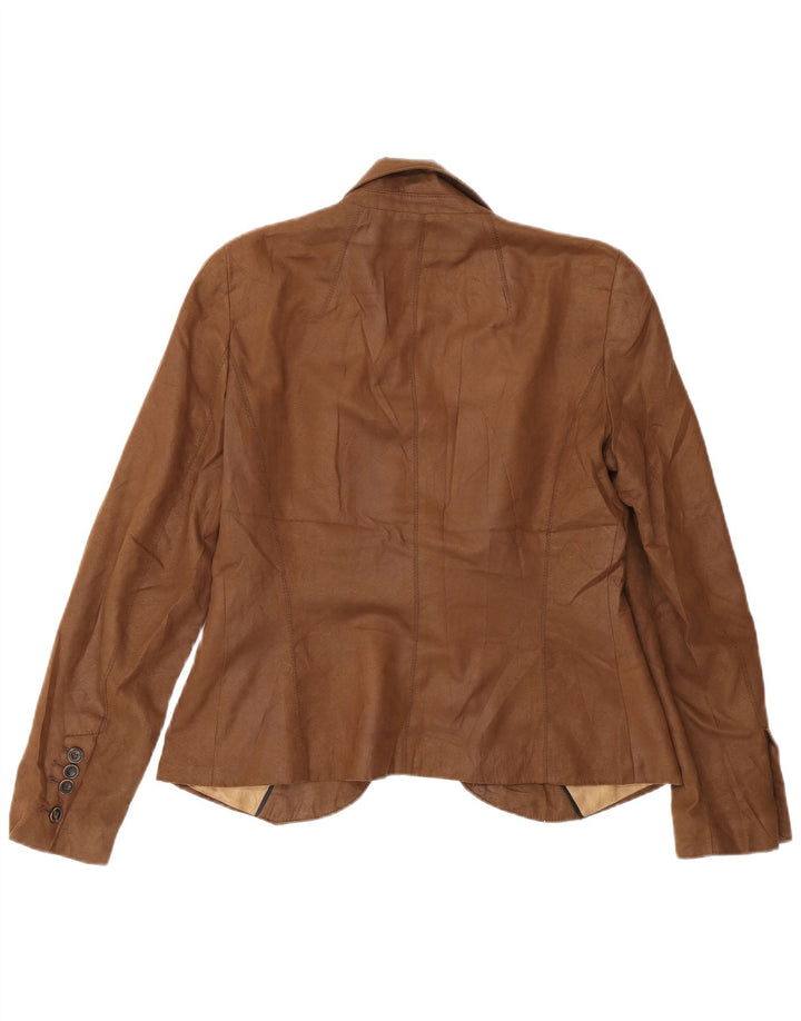 Giacca blazer a 1 bottone da donna Zara UK 14 grande poliestere marrone