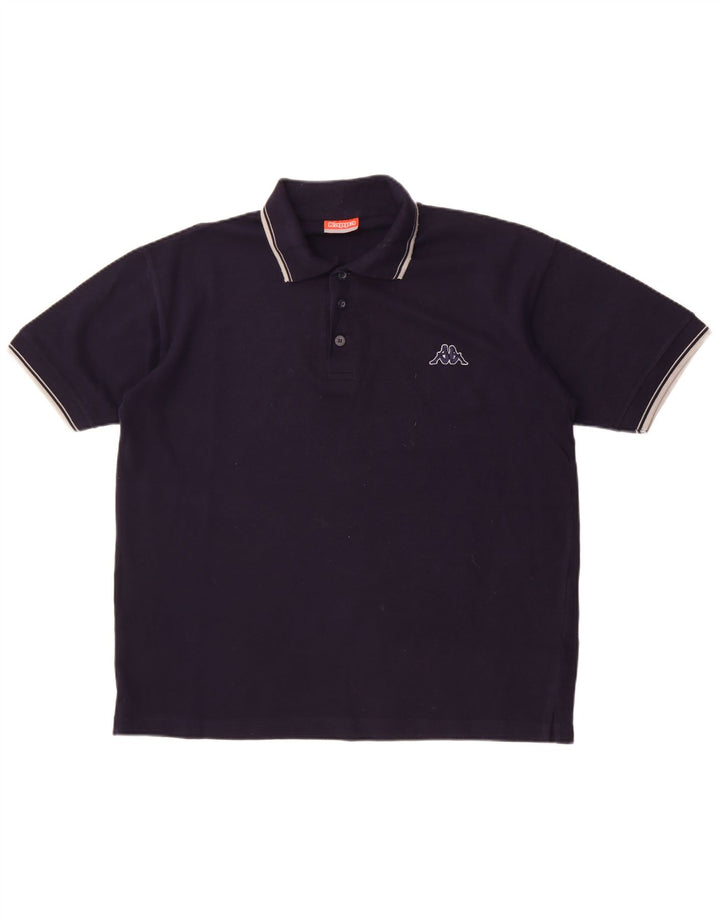 Polo Kappa Uomo Media Cotone Blu Navy