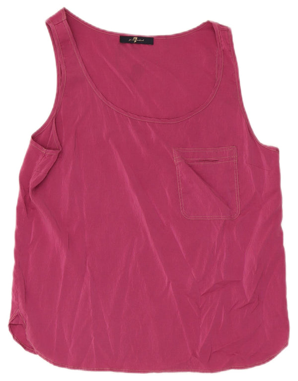 7 For All Mankind Camicetta senza maniche da donna UK 14 Large Rosa Seta