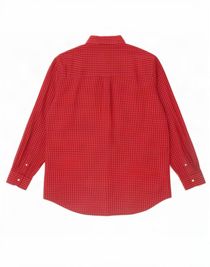 Chaps Camicia da uomo Easy Care, cotone a quadri rossi grandi