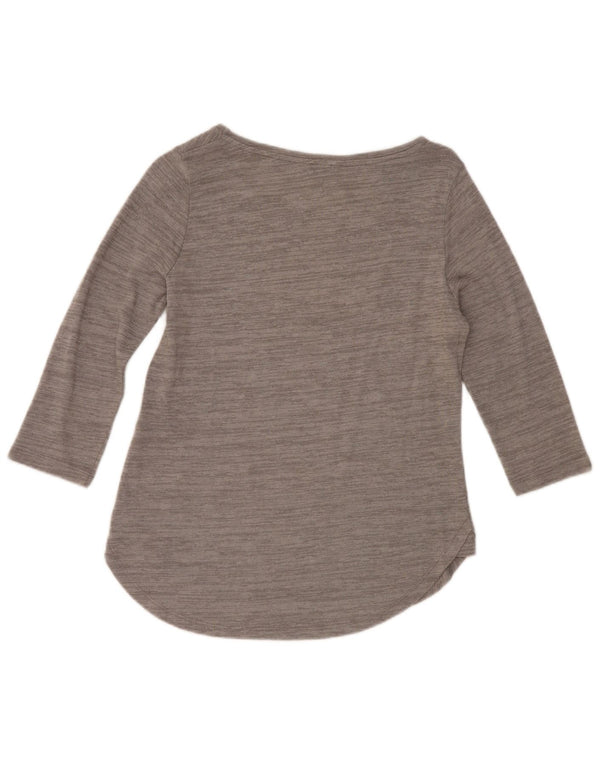 Marks & Spencer Top da donna manica 3/4 UK 10 Small Viscosa chiazzata grigia