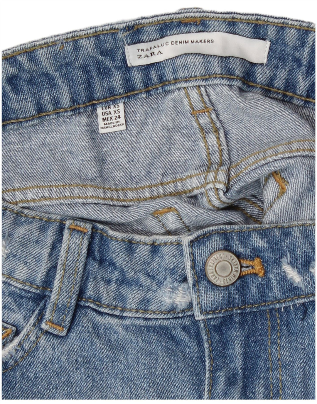 Mini gonna di jeans invecchiata Zara da donna XS W24 Blu