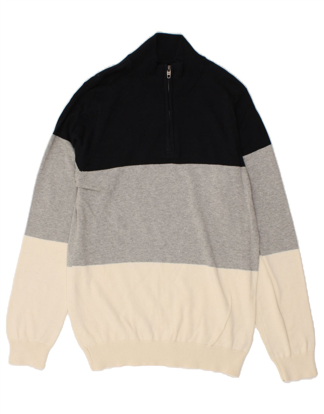 FRENCH CONNECTION Mens Zip Neck Jumper Sweater Medium Multicoloured Vintage French Connection and Second-Hand French Connection from Messina Hembry 