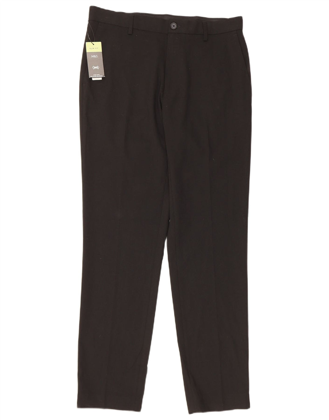 Pantaloni chino slim fit da uomo Marks & Spencer W32 L31 poliestere nero