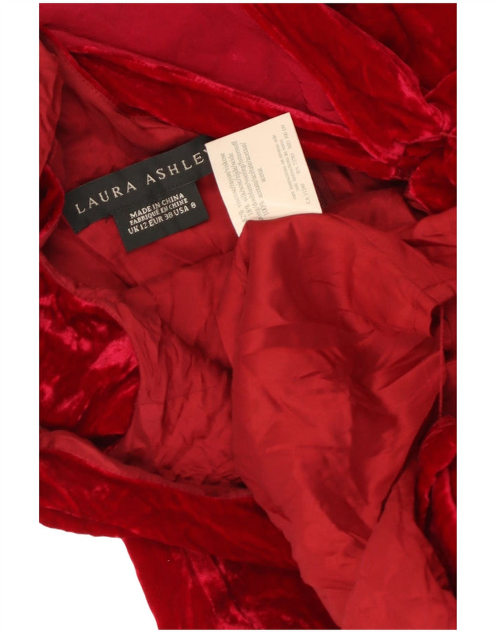 LAURA ASHLEY Abito da donna con maxi spalle scoperte in velluto UK 12 Rosso medio