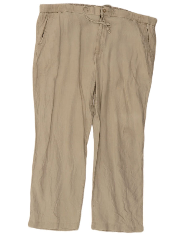 Pantaloni chino dritti da uomo Marks & Spencer W44 L29 Lino beige