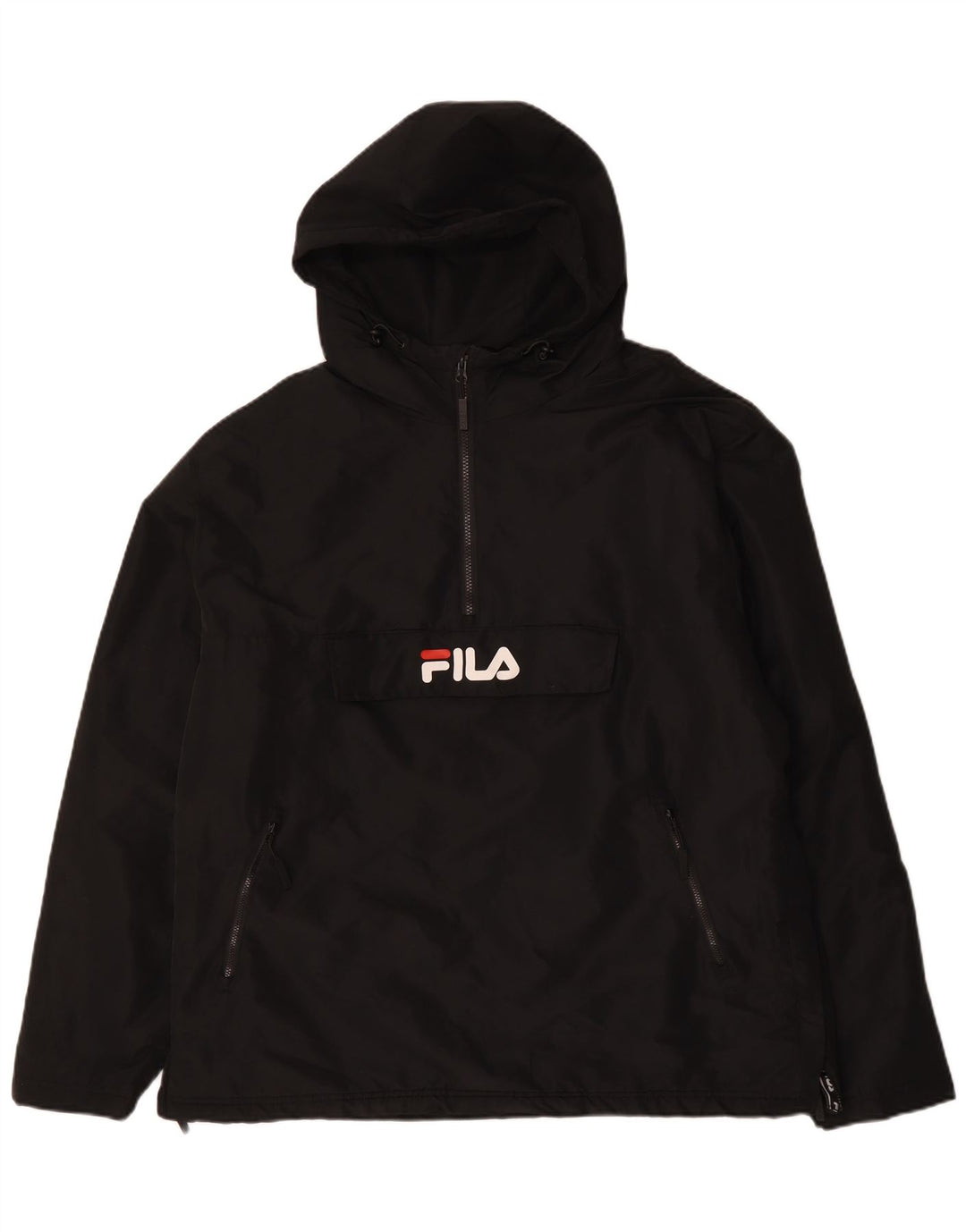 Giacca anorak con cappuccio grafico da uomo FILA UK 42 XL poliestere nero