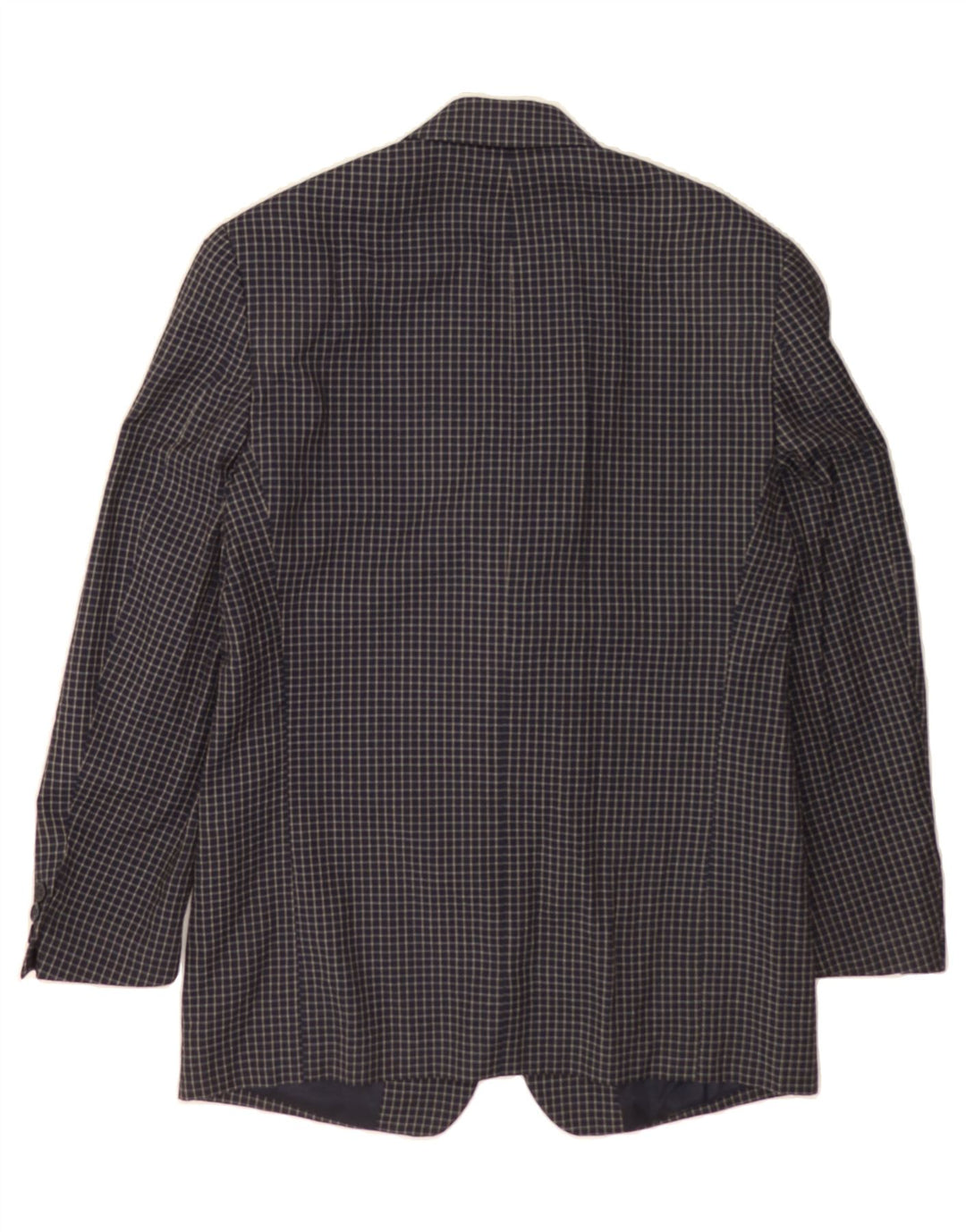 GIANFRANCO FERRE Mens 3 Button Blazer Jacket IT 46 Small Navy Blue Check Vintage Gianfranco Ferre and Second-Hand Gianfranco Ferre from Messina Hembry 