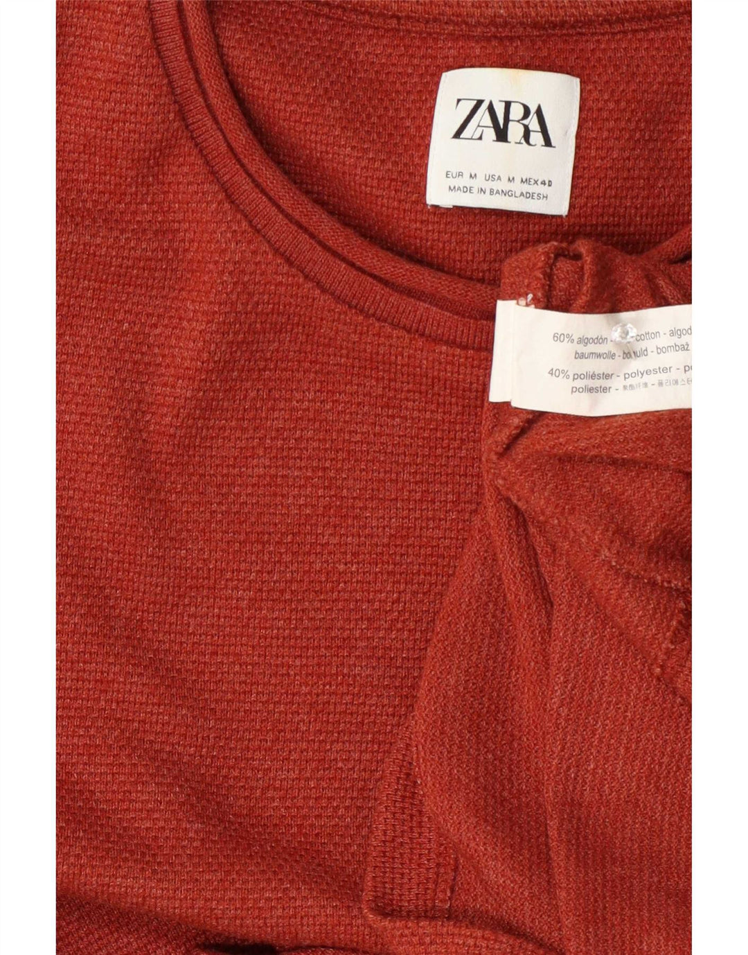 Maglione maglione girocollo da uomo Zara in cotone rosso medio