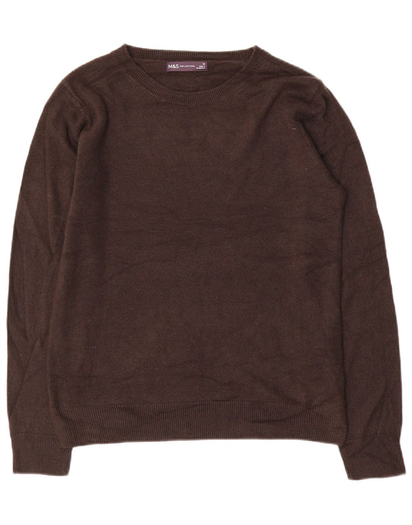 Maglione maglione con scollo a barca da donna Marks & Spencer UK 10 piccolo acrilico marrone