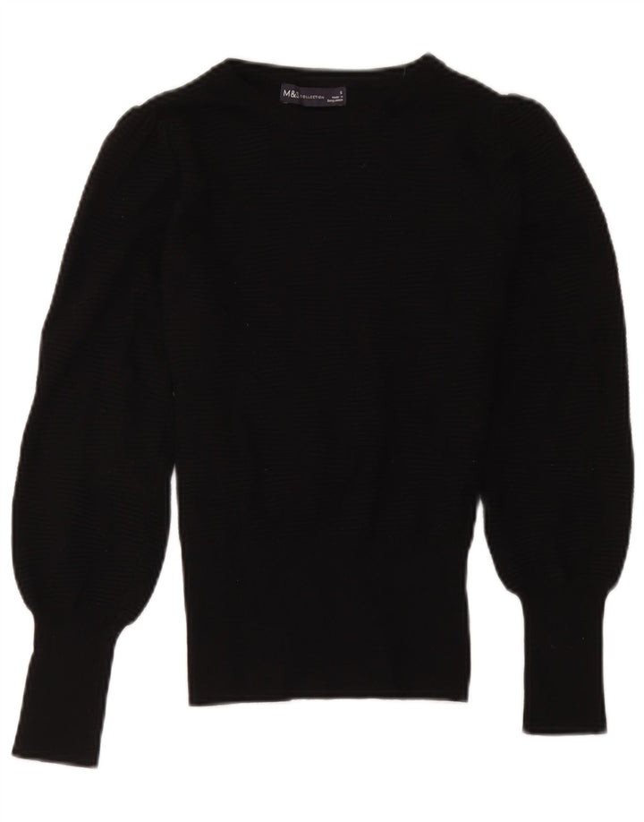 Maglione maglione girocollo da donna Marks & Spencer UK 10 piccolo nero classico