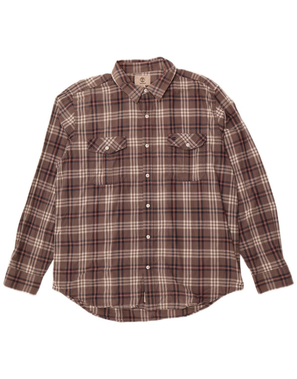 Camicia da uomo Regular Fit TIMBERLAND XL in cotone a quadri grigio