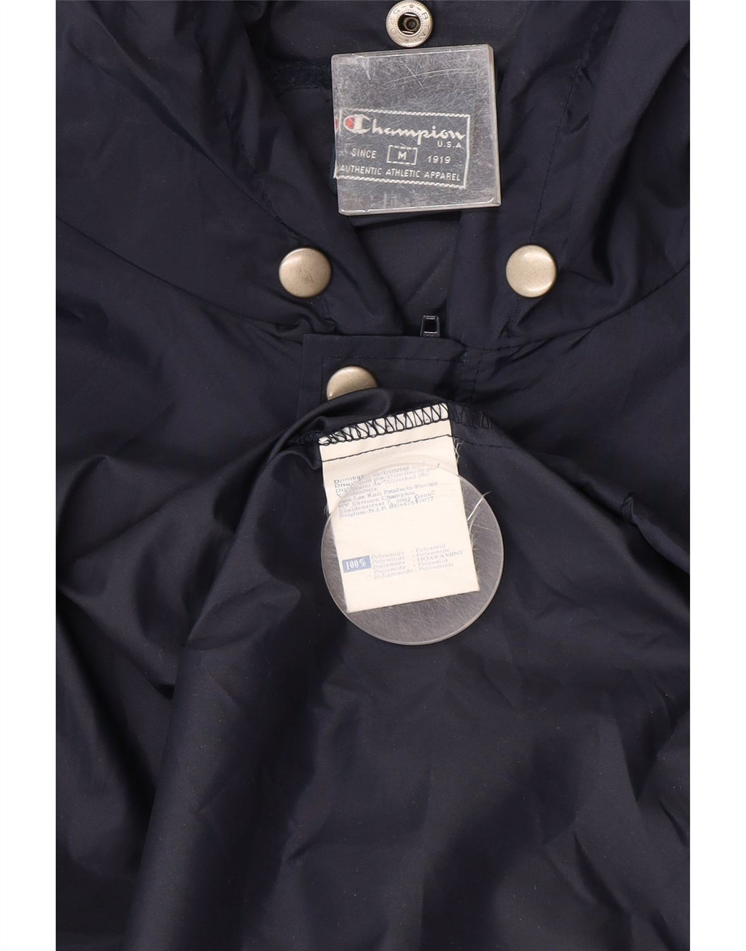 Giacca antipioggia con cappuccio grafico da uomo Champion UK 38 Medium Blu Navy Poliammide