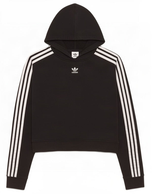 Maglione con cappuccio oversize corto da donna Adidas UK 8 piccolo cotone nero