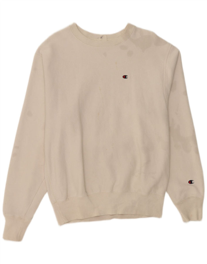 CHAMPION Mens Sweatshirt Jumper Medium White Cotton