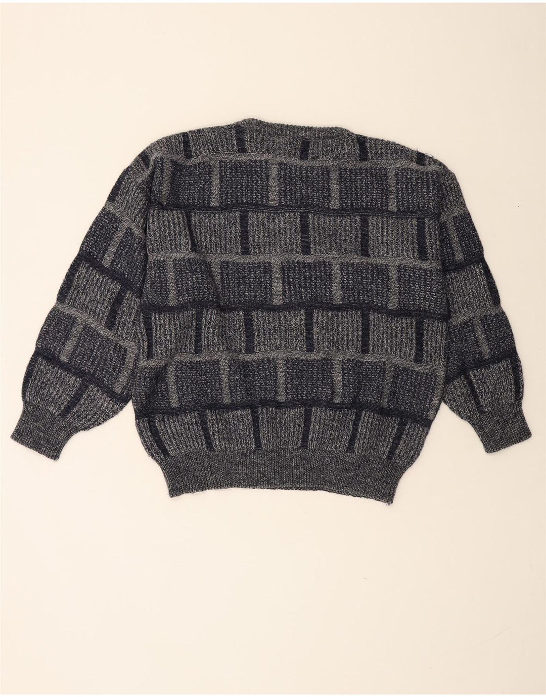 Maglione girocollo da uomo Ivy Oxford, maglione grande, acrilico a quadri grigi