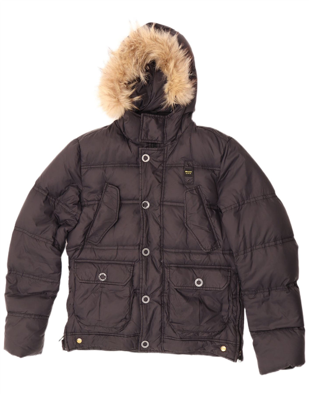 Giacca imbottita con cappuccio da uomo Blauer UK 38 nylon nero medio
