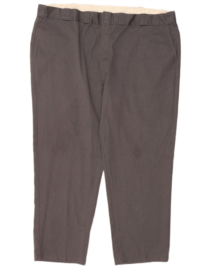 DICKIES Mens Straight Cropped Trousers W50 L30 Grey Polyester