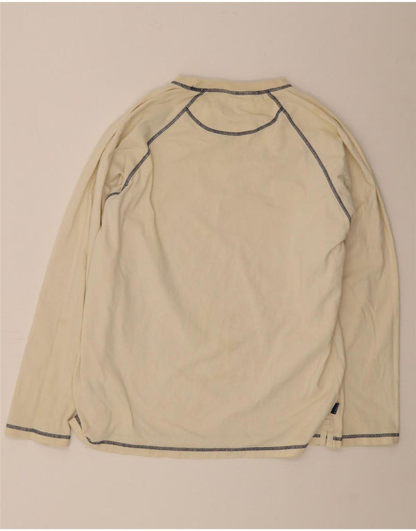 Crew Clothing Top grafico da uomo a maniche lunghe grande in cotone bianco sporco