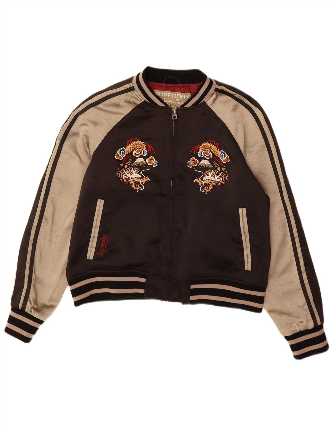 Giacca da ginnastica da donna con grafica Superdry UK 16 Large Marrone Colourblock