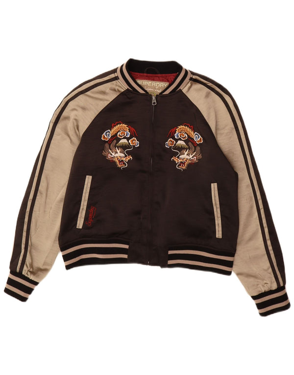Giacca da ginnastica da donna con grafica Superdry UK 16 Large Marrone Colourblock