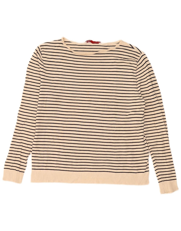 Top Zara da donna a maniche lunghe UK 14 Viscosa a righe beige medio