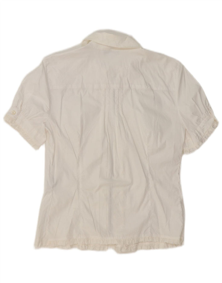 MARELLA Womens Short Sleeve Shirt Blouse UK 12 Medium White Cotton