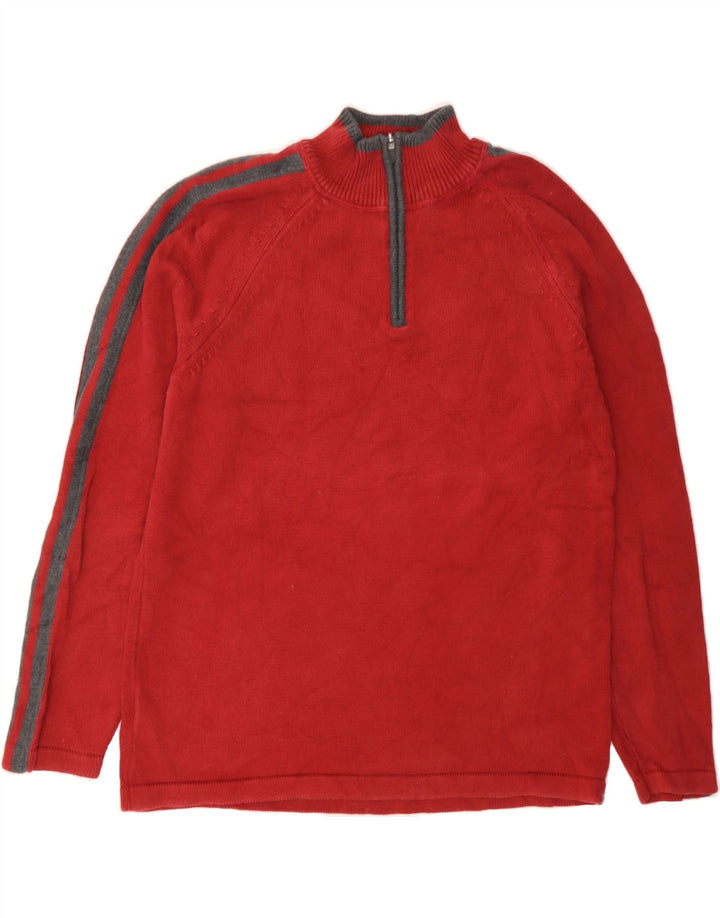 EDDIE BAUER Mens Zip Neck Jumper Sweater Large Red Cotton Vintage Eddie Bauer and Second-Hand Eddie Bauer from Messina Hembry 