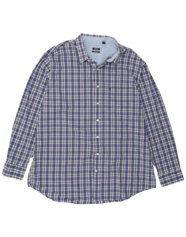 Camicia alta da uomo Izod 2XL cotone scozzese blu