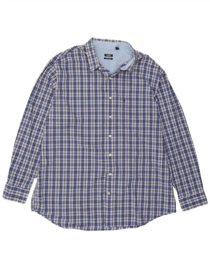 Camicia alta da uomo Izod 2XL cotone scozzese blu