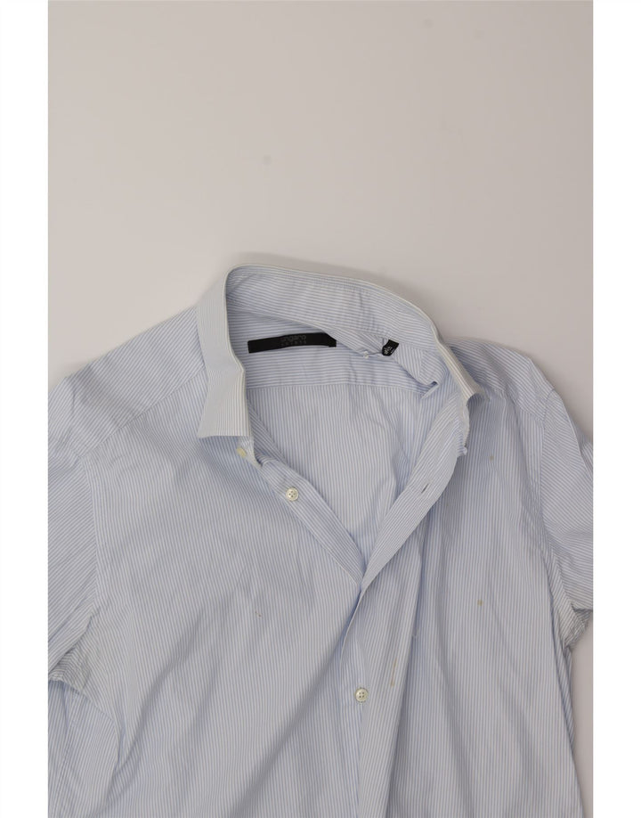 UNGARO Mens Shirt Size 41 16 Large Blue Pinstripe Cotton Vintage Ungaro and Second-Hand Ungaro from Messina Hembry 