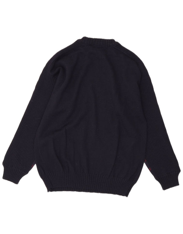 Maglione maglione girocollo da uomo vintage a righe blu navy medio