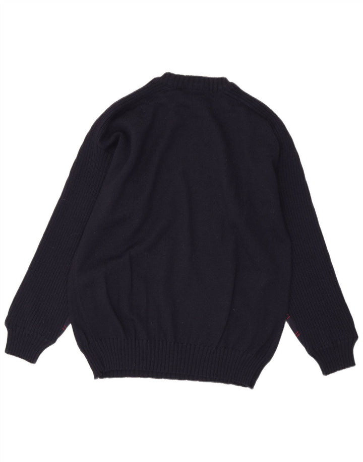 Maglione maglione girocollo da uomo vintage a righe blu navy medio