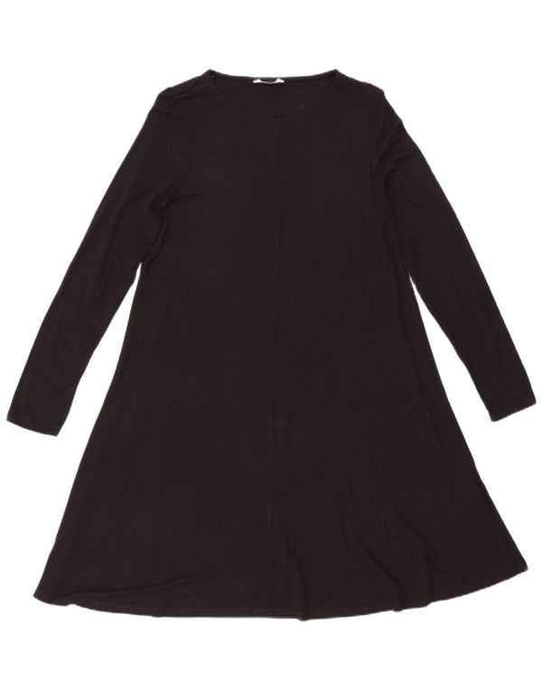 Abito a trapezio a maniche lunghe da donna Marks & Spencer UK 12 Viscosa nera media