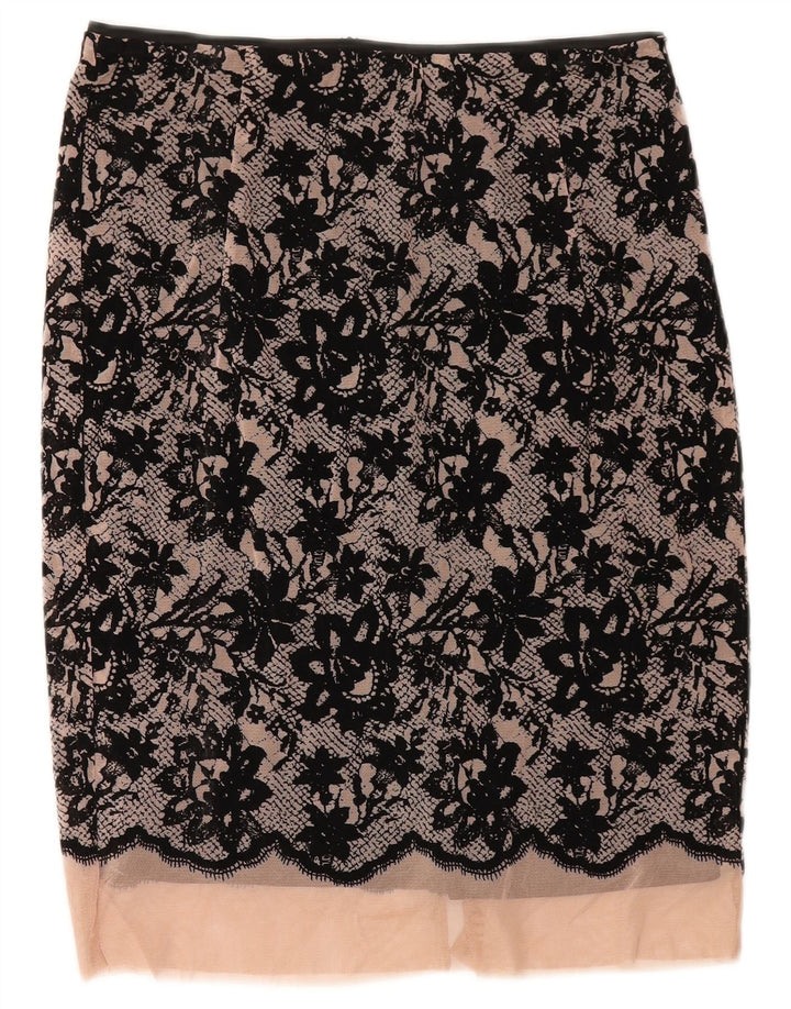 Gonna midi da donna Zara XS W30 poliestere floreale nero