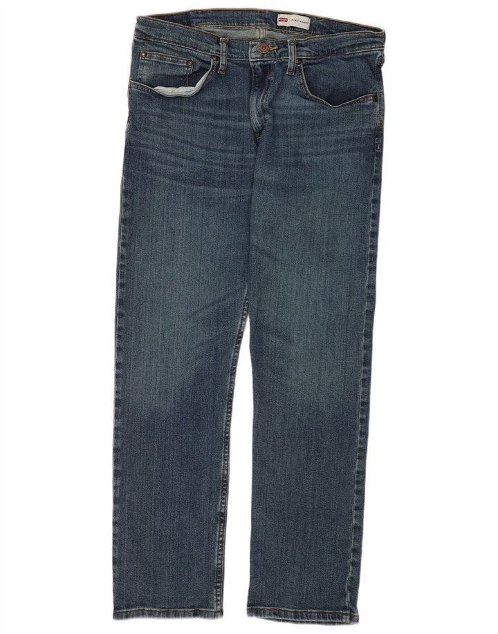 Jeans dritti slim da uomo Wrangler W34 L30 cotone blu
