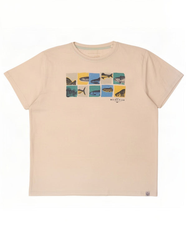 T-shirt grafica da uomo Weird Fish Top 2XL cotone bianco